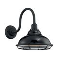 Product Image of Newbridge 1 Light Large Outdoor Wall Sconce Fixture Gloss Black Finish w/ Silver and Textured Black Accents