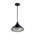 Product Image of Newbridge 1 Light Large Pendant Fixture Gloss Black Finish w/ Silver and Textured Black Accents