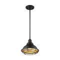 Product Image of Newbridge 1 Light Small Pendant Fixture Dark Bronze Finish w/ Gold Accents