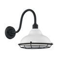 Product Image of Newbridge 1 Light Large Outdoor Wall Sconce Fixture Gloss White Finish w/ Textured Black Accents