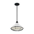 Product Image of Newbridge 1 Light Large Pendant Fixture Gloss White Finish w/ Textured Black Accents