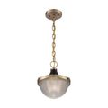 Product Image of Faro 1 Light Small Pendant Fixture Burnished Brass Finish w/ Black Accents Clear Prismatic Glass