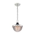 Product Image of Faro 1 Light Small Pendant Fixture Polished Nickel Finish w/ Black Accents Clear Prismatic Glass