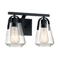 Product Image of Skybridge 2 Light Vanity Fixture Matte Black Finish w/ Clear Glass