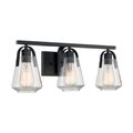 Product Image of Skybridge 3 Light Vanity Fixture Matte Black Finish w/ Clear Glass