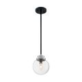 Product Image of Axis 1 Light Pendant Fixture Matte Black Finish w/ Brushed Nickel Accents Clear Glass