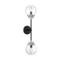 Product Image of Axis 2 Light Wall Sconce Fixture Matte Black Finish w/ Brushed Nickel Accents Clear Glass