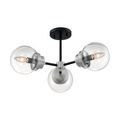 Product Image of Axis 3 Light Semi-Flush Fixture Matte Black Finish w/ Brushed Nickel Accents Clear Glass