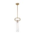 Product Image of Teresa 1 Light Cylinder Pendant Fixture Burnished Brass Finish w/ Clear Glass