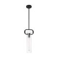 Product Image of Teresa 1 Light Cylinder Pendant Fixture Matte Black Finish w/ Clear Glass