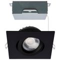 Product Image of 12 Watt LED Direct Wire Downlight Gimbaled 4" CCT Selectable Square Remote Driver Black Finish 850 Lumens 120 Volt