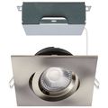 Product Image of 12 Watt LED Direct Wire Downlight Gimbaled 4" CCT Selectable Square Remote Driver Brushed Nickel Finish 850 Lumens 120 Volt