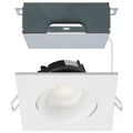 Product Image of 12 Watt LED Direct Wire Downlight Gimbaled 3.5" CCT Selectable Square Remote Driver White Finish 840 Lumens 120 Volt