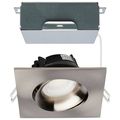 Product Image of 12 Watt LED Direct Wire Downlight Gimbaled 3.5" CCT Selectable Square Remote Driver Brushed Nickel Finish 840 Lumens 120 Volt