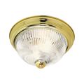 Product Image of 3 Light 15" Flush w/ Clear Ribbed Swirl Glass Polished Brass Finish