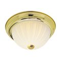 Product Image of 2 Light 11" Flush w/ Frosted Melon Glass Polished Brass Finish
