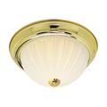 Product Image of 3 Light 15" Flush w/ Frosted Melon Glass Polished Brass Finish