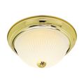 Product Image of 2 Light 11" Flush w/ Frosted Ribbed Polished Brass Finish