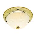 Product Image of 2 Light 13" Flush w/ Frosted Ribbed Polished Brass Finish