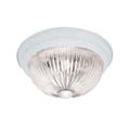 Product Image of 2 Light 11" Flush w/ Clear Ribbed Glass Textured White Finish