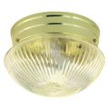 Product Image of 2 Light 10" Flush w/ Clear Ribbed Glass Polished Brass Finish (Pack of 2)