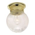 Product Image of 1 Light 6" Flush w/ Clear Ribbed Glass Polished Brass Finish (Pack of 2)