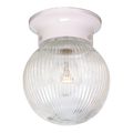 Product Image of 1 Light 6" Flush w/ Clear Ribbed Glass White Finish (Pack of 2)