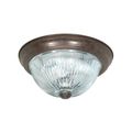 Product Image of 2 Light 11" Flush Mount Clear Ribbed Glass Old Bronze Finish