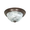 Product Image of 2 Light 13" Flush Mount Clear Ribbed Glass Old Bronze Finish