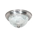 Product Image of 2 Light 11" Flush Mount Clear Ribbed Glass Brushed Nickel Finish