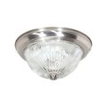 Product Image of 2 Light 13" Flush Mount Clear Ribbed Glass Brushed Nickel Finish