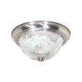 Product Image of 3 Light 15" Flush Mount Clear Ribbed Glass Brushed Nickel Finish