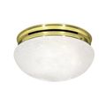 Product Image of 2 Light 12" Flush Mount Large Alabaster Mushroom Polished Brass Finish