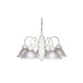 Product Image of 5 Light 22" Chandelier w/ Frosted Ribbed Shades Textured White Finish