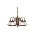 Product Image of 5 Light 22" Chandelier w/ Frosted Ribbed Shades Old Bronze Finish