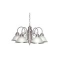 Product Image of 5 Light 22" Chandelier w/ Frosted Ribbed Shades Brushed Nickel Finish