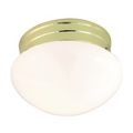 Product Image of 1 Light 8" Flush Mount Small White Mushroom Polished Brass Finish (Pack of 2)