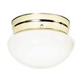 Product Image of 2 Light 10" Flush Mount Medium White Mushroom Polished Brass Finish (Pack of 2)