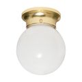 Product Image of 1 Light 6" Ceiling Fixture White Ball Polished Brass Finish