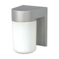 Product Image of 1 Light 8" Utility Wall Mount w/ White Glass Cylinder Satin Aluminum Finish (Pack of 3)