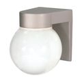 Product Image of 1 Light 8" Utility Wall Mount w/ White Glass Globe Satin Aluminum Finish