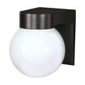 Product Image of 1 Light 8" Utility Wall Mount w/ White Glass Globe Black Finish