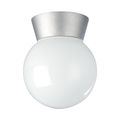 Product Image of 1 Light 8" Utility Ceiling Mount w/ White Glass Globe Satin Aluminum Finish