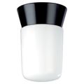 Product Image of 1 Light 8" Utility Ceiling Mount w/ White Glass Cylinder Black Finish