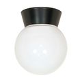 Product Image of 1 Light 8" Utility Ceiling Mount w/ White Glass Globe Black Finish