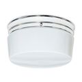 Product Image of 2 Light 10" Flush Mount Large White Drum Polished Chrome Finish