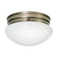 Product Image of 2 Light 10" Flush w/ White Glass Antique Brass Finish (Pack of 2)