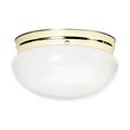 Product Image of 2 Light 12" Flush w/ White Glass Polished Brass Finish (Pack of 2)