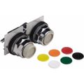 Product Image of Push-Button Switch, 30 mm Mounting Hole Dia, Maintained, Round, Black, Green, Orange, Red, White and Yellow Pushbutton, Maintained, Weatherproof, Dust and Oil Resistant, 9001KR11U