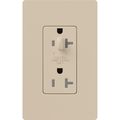 Product Image of Claro 15A Half Dimming, Tamper Resistant Duplex Receptacle, Decorator Outlet, Satin Finish, Taupe